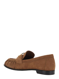 Fendi Women Loafers With Ff Plate On The Front In Brown Leather For Women