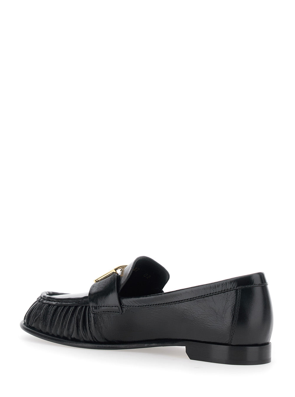 Fendi Women Loafers With Ff Plate On The Front In Black Leather