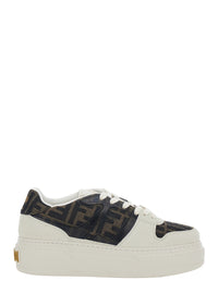 Fendi Women Sneaker 'Fendi Match' With Ff Application And Platform In Brown Leather And Canvas For Women