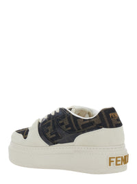 Fendi Women Sneaker 'Fendi Match' With Ff Application And Platform In Brown Leather And Canvas For Women