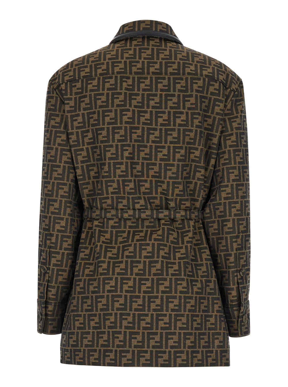 Fendi Women Jacket With Ff All-Over Motif In Cotton Blend Brown Woman