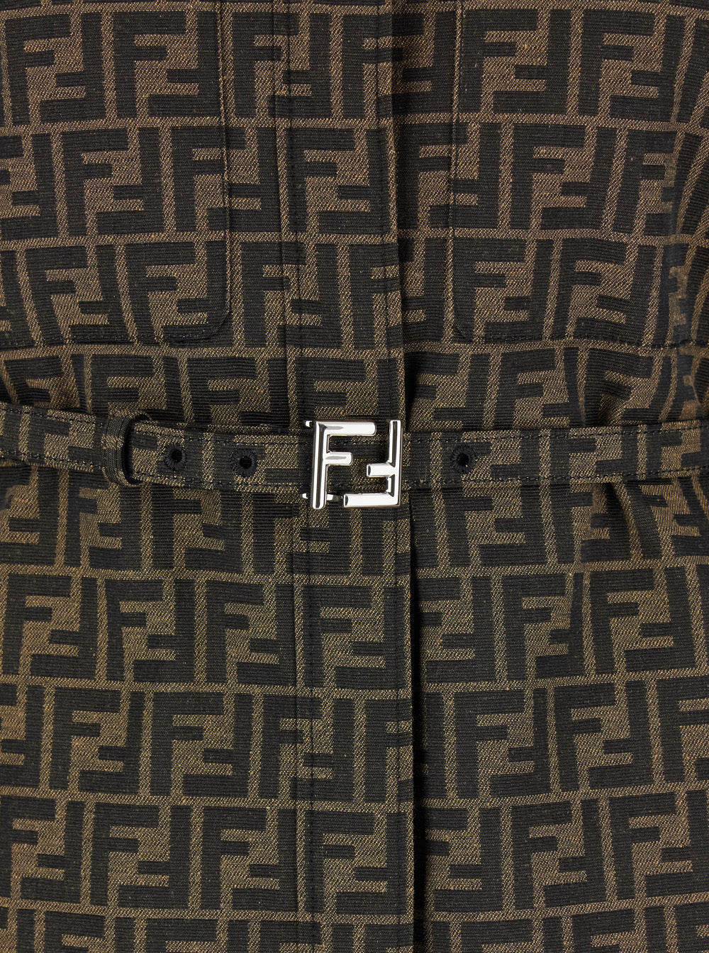 Fendi Women Jacket With Ff All-Over Motif In Cotton Blend Brown Woman