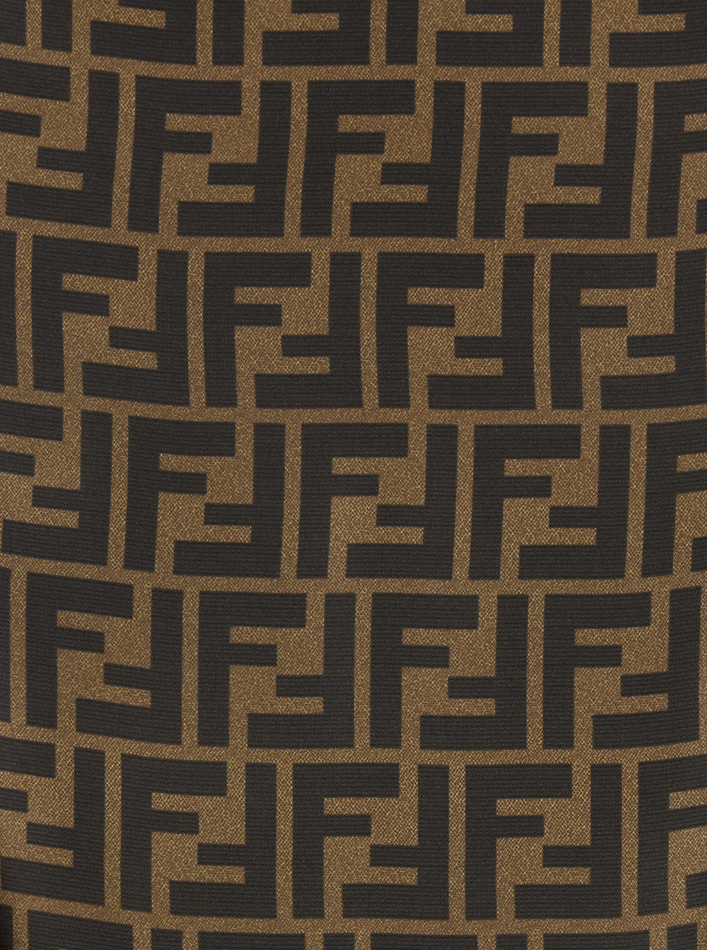 Fendi Women Brown Midi Flared Skirt With Ff All-Over Motif In Silk For Women