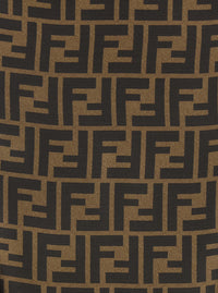 Fendi Women Brown Midi Flared Skirt With Ff All-Over Motif In Silk For Women