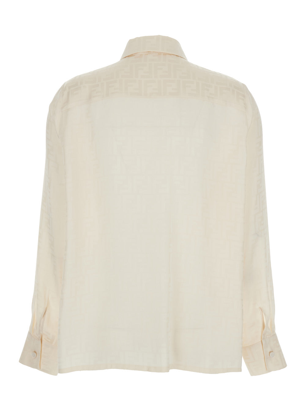 Fendi Women Shirt With Pointed Collar And Ff Motif In White Silk For Women