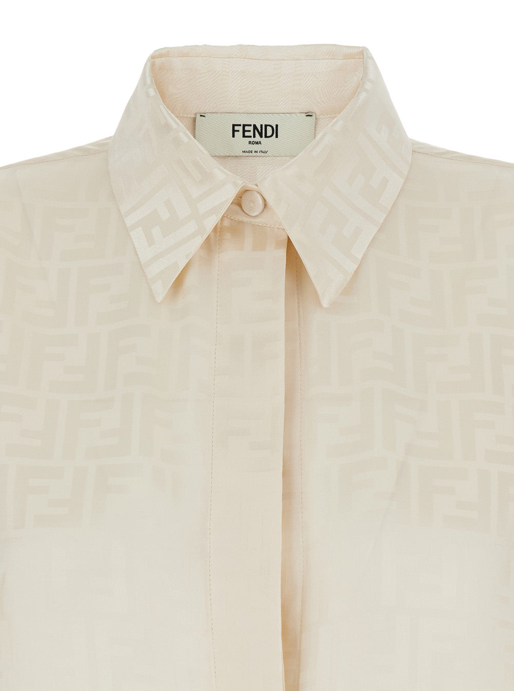 Fendi Women Shirt With Pointed Collar And Ff Motif In White Silk For Women