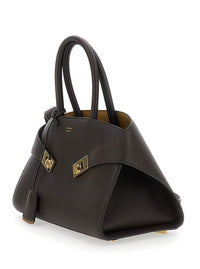 FERRAGAMO Ferragamo Women Shoulder Bag 'Hug Small' With Logo Lettering And Gancini Buckles On The Front In Brown Leather For Women