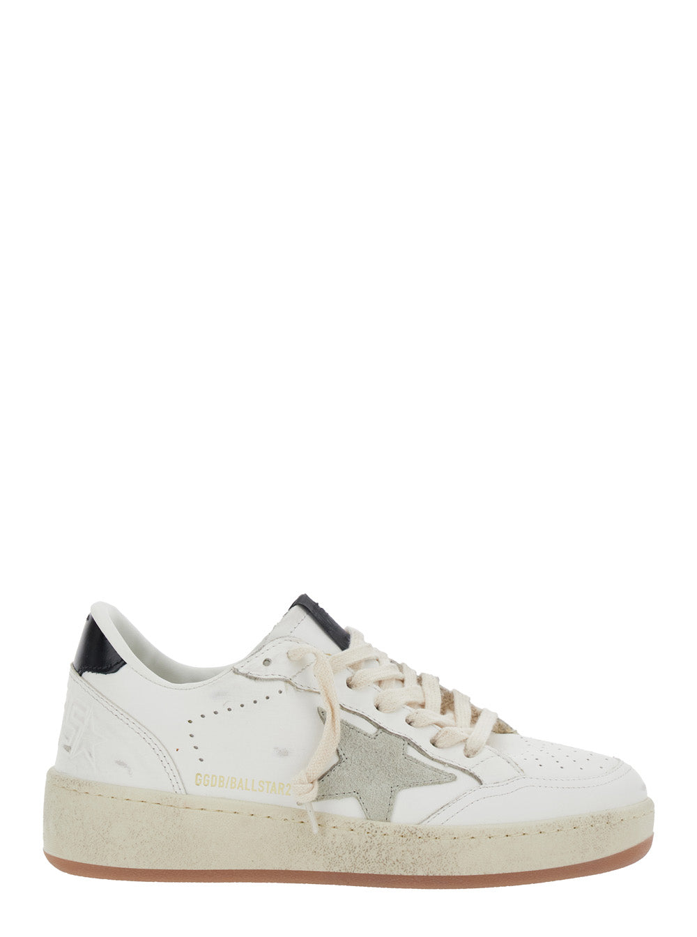 Golden Goose Women Sneaker 'Ballstar 2' Low Top With Star Patch On The Side And Contrast Heel In White Leather For Women