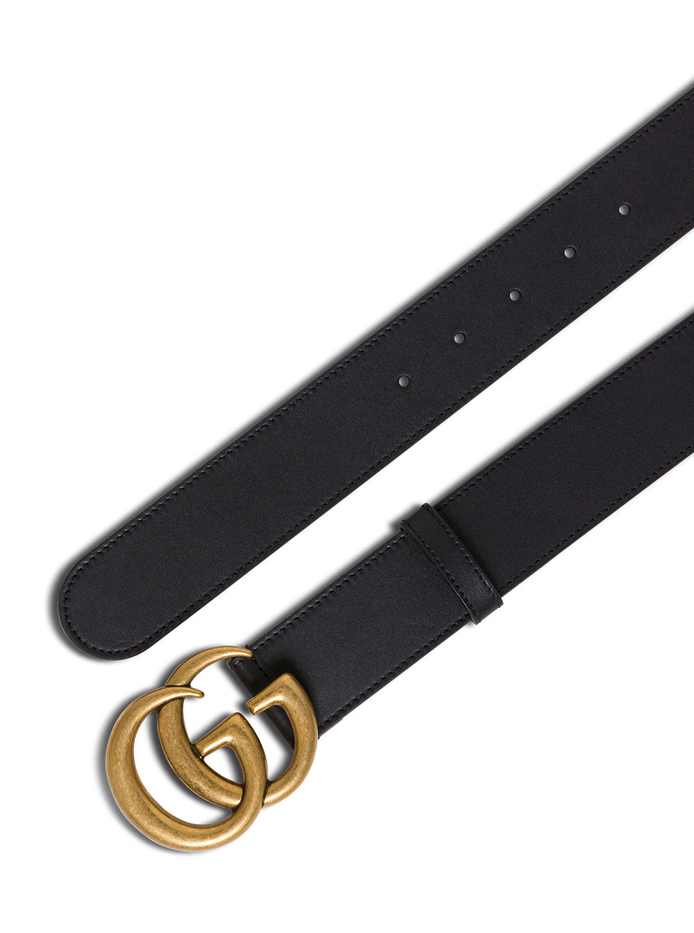 Gucci Women Gg Leather Belt With Logo Buckle In Black Leather For Women