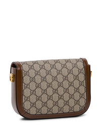 Gucci Women Crossbody Bag 'Horsebit 1955' With Web Detail In Gg Canvas Beige And Ebony Woman