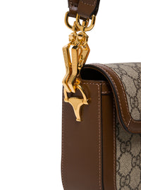 Gucci Women Crossbody Bag 'Horsebit 1955' With Web Detail In Gg Canvas Beige And Ebony Woman