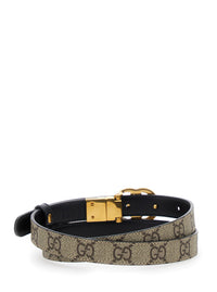 Gucci Women Reversible Slim Belt 'Gg Marmont' In Gg Supreme Fabric Beige Woman