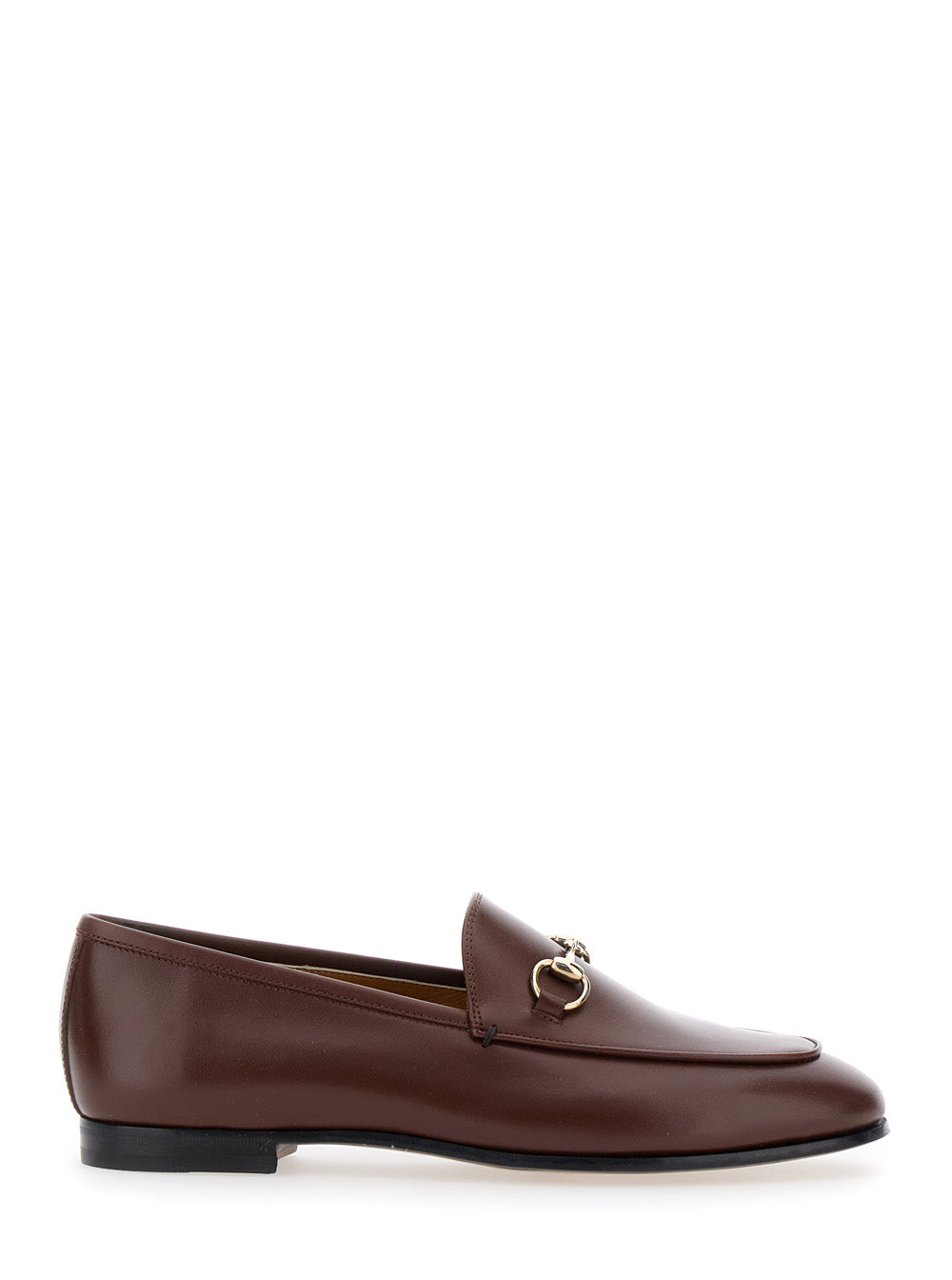 Gucci Women Loafers 'Jordan' With Horsebit Detail In Brown Glossy Leather For Women