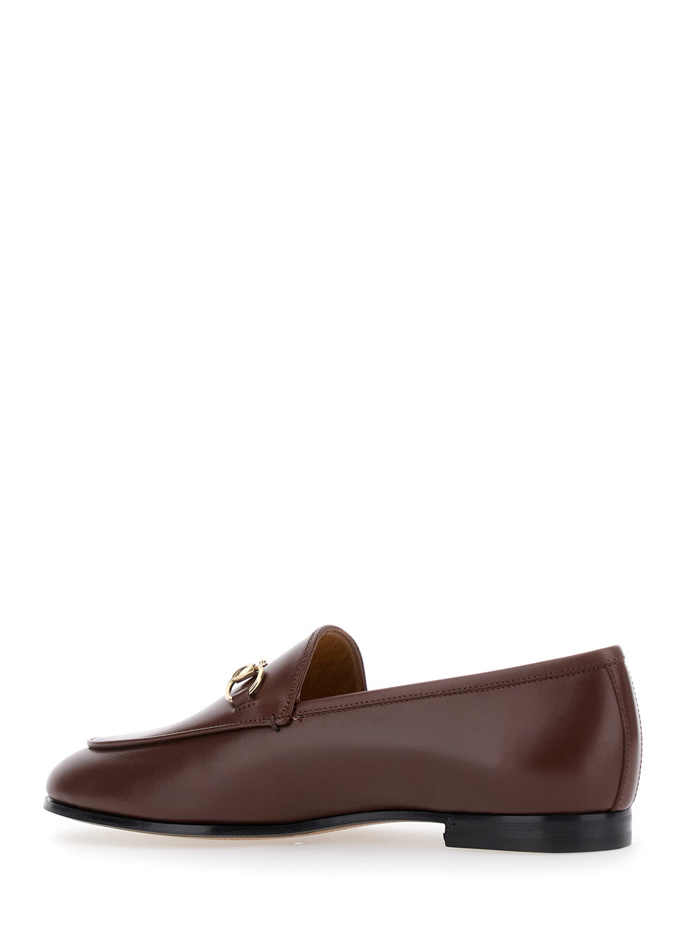 Gucci Women Loafers 'Jordan' With Horsebit Detail In Brown Glossy Leather For Women