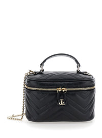 Gucci Women Handbag 'Gucci' With Chain Strap And Gg Plaque On Front In Black Leather For Women