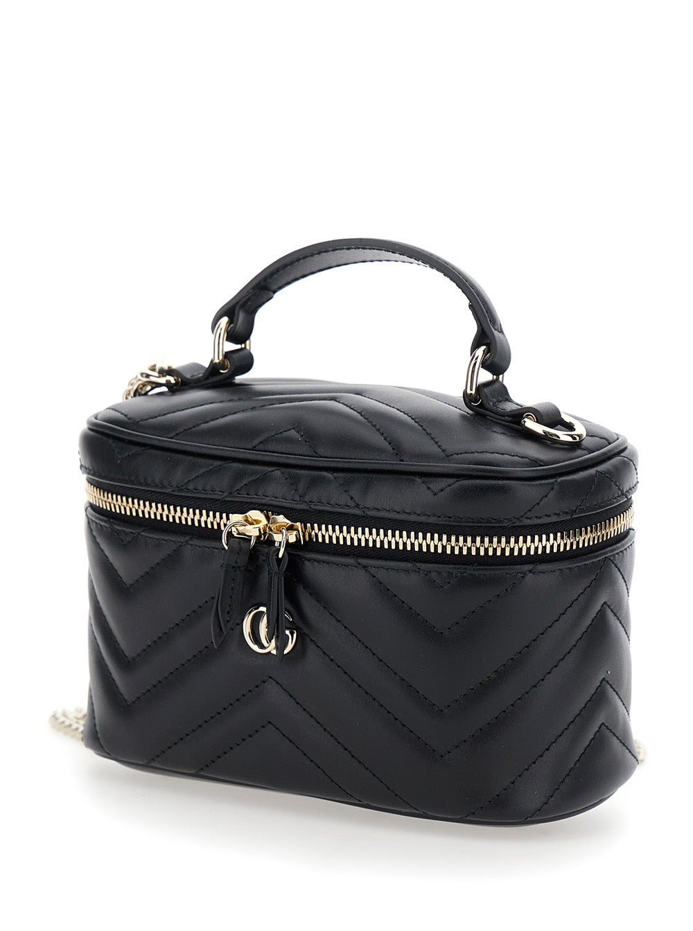 Gucci Women Handbag 'Gucci' With Chain Strap And Gg Plaque On Front In Black Leather For Women