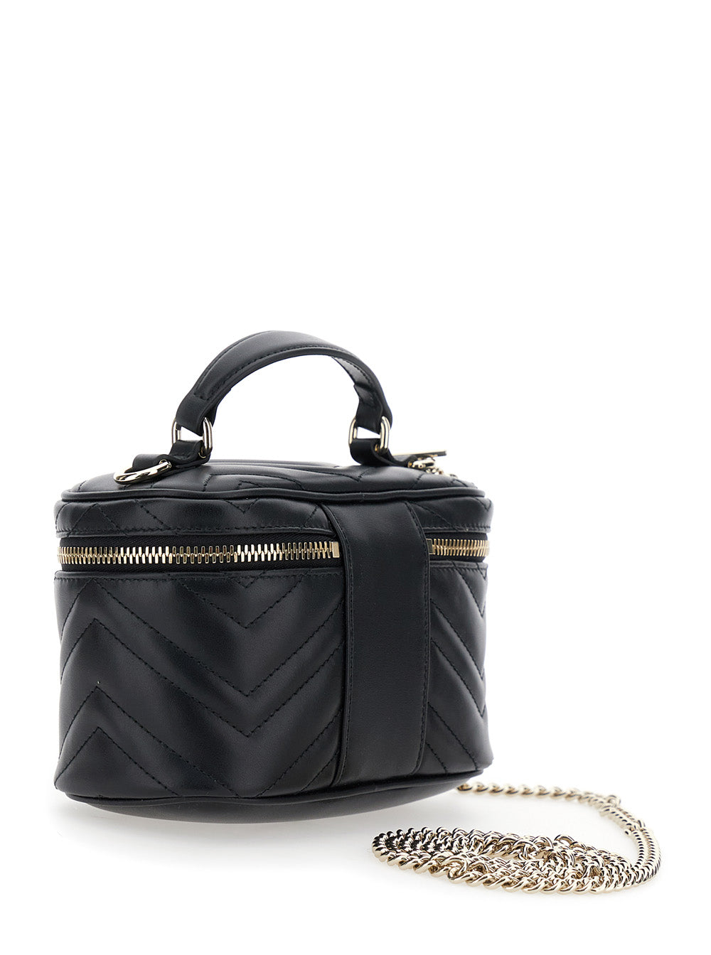 Gucci Women Handbag 'Gucci' With Chain Strap And Gg Plaque On Front In Black Leather For Women