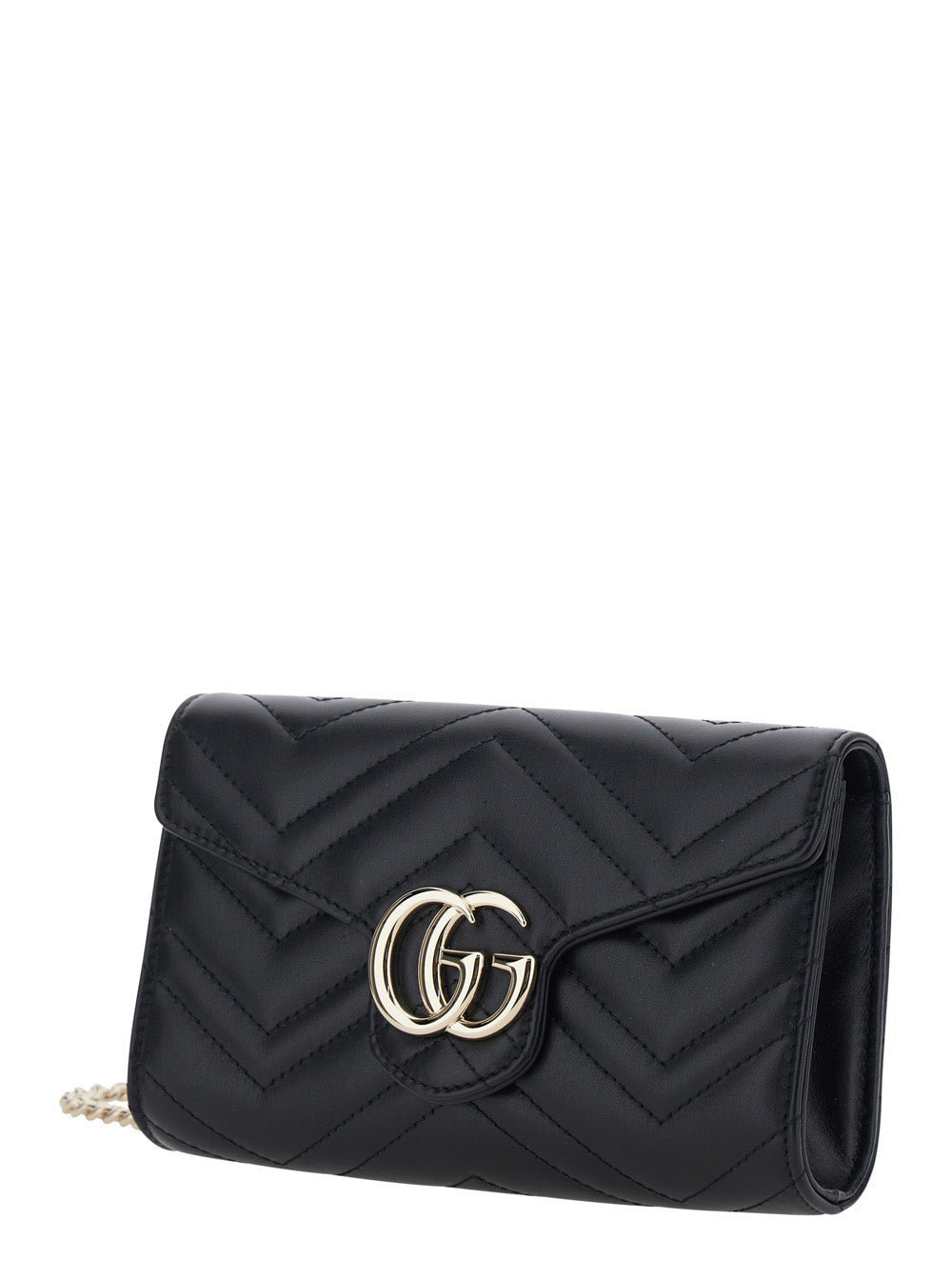 Gucci Women Mini 'Gg Marmont' Bag With Gg Plate On The Front And Chain Strap In Black Leather For Women