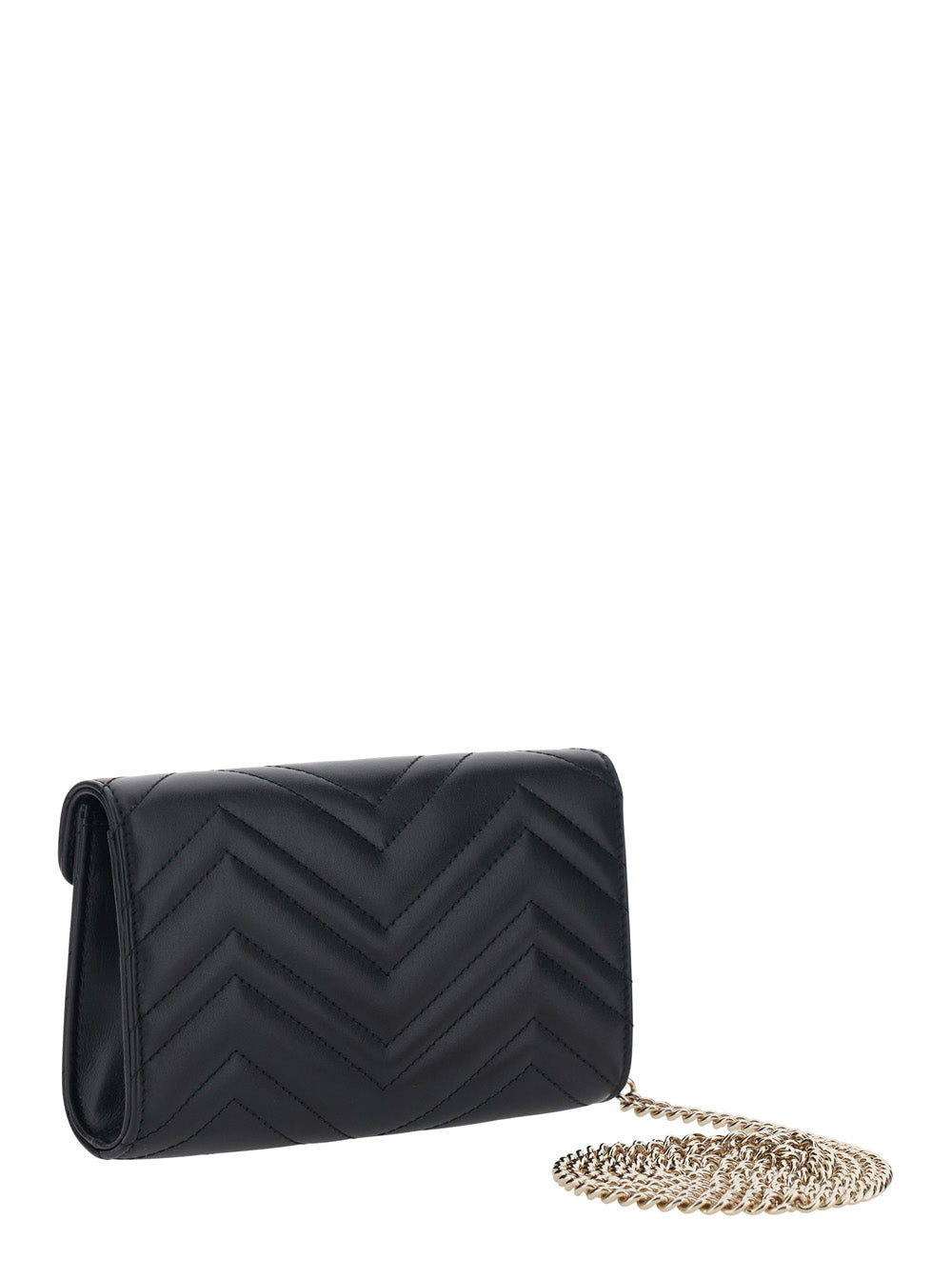 Gucci Women Mini 'Gg Marmont' Bag With Gg Plate On The Front And Chain Strap In Black Leather For Women