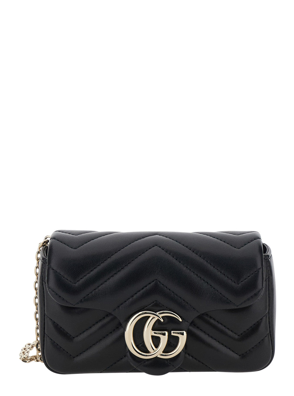 Gucci Women Mini 'Ophidia' Bag With Chain Strap And Gg Plaque On Front In Black Leather For Women