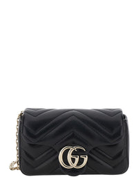 Gucci Women Mini 'Ophidia' Bag With Chain Strap And Gg Plaque On Front In Black Leather For Women