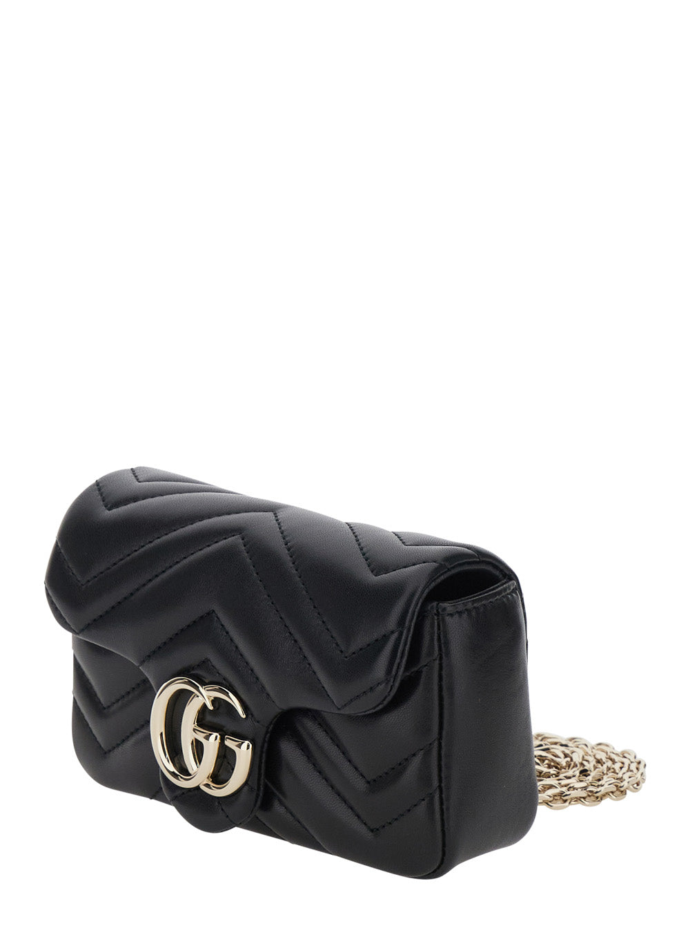 Gucci Women Mini 'Ophidia' Bag With Chain Strap And Gg Plaque On Front In Black Leather For Women