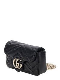 Gucci Women Mini 'Ophidia' Bag With Chain Strap And Gg Plaque On Front In Black Leather For Women