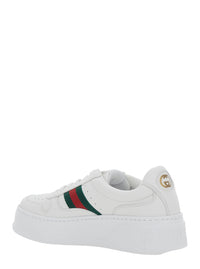 Gucci Women Sneakers With Web Detail And Oversized Sole In White Leather For Women