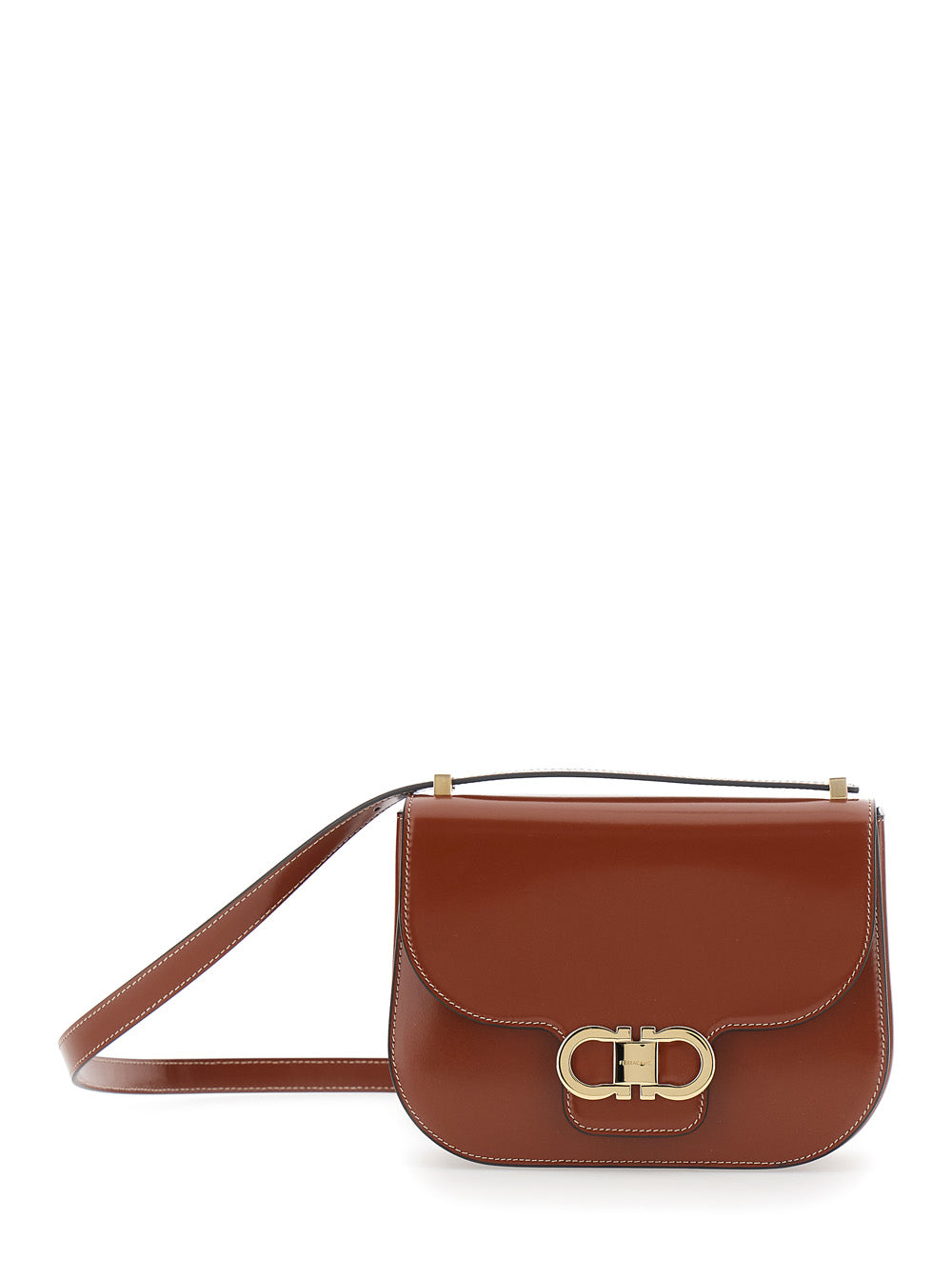 FERRAGAMO Ferragamo Women Brown Crossbody Bag With Adjustable Strap And Gancini Plaque On The Front In Leather For Women