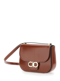 FERRAGAMO Ferragamo Women Brown Crossbody Bag With Adjustable Strap And Gancini Plaque On The Front In Leather For Women