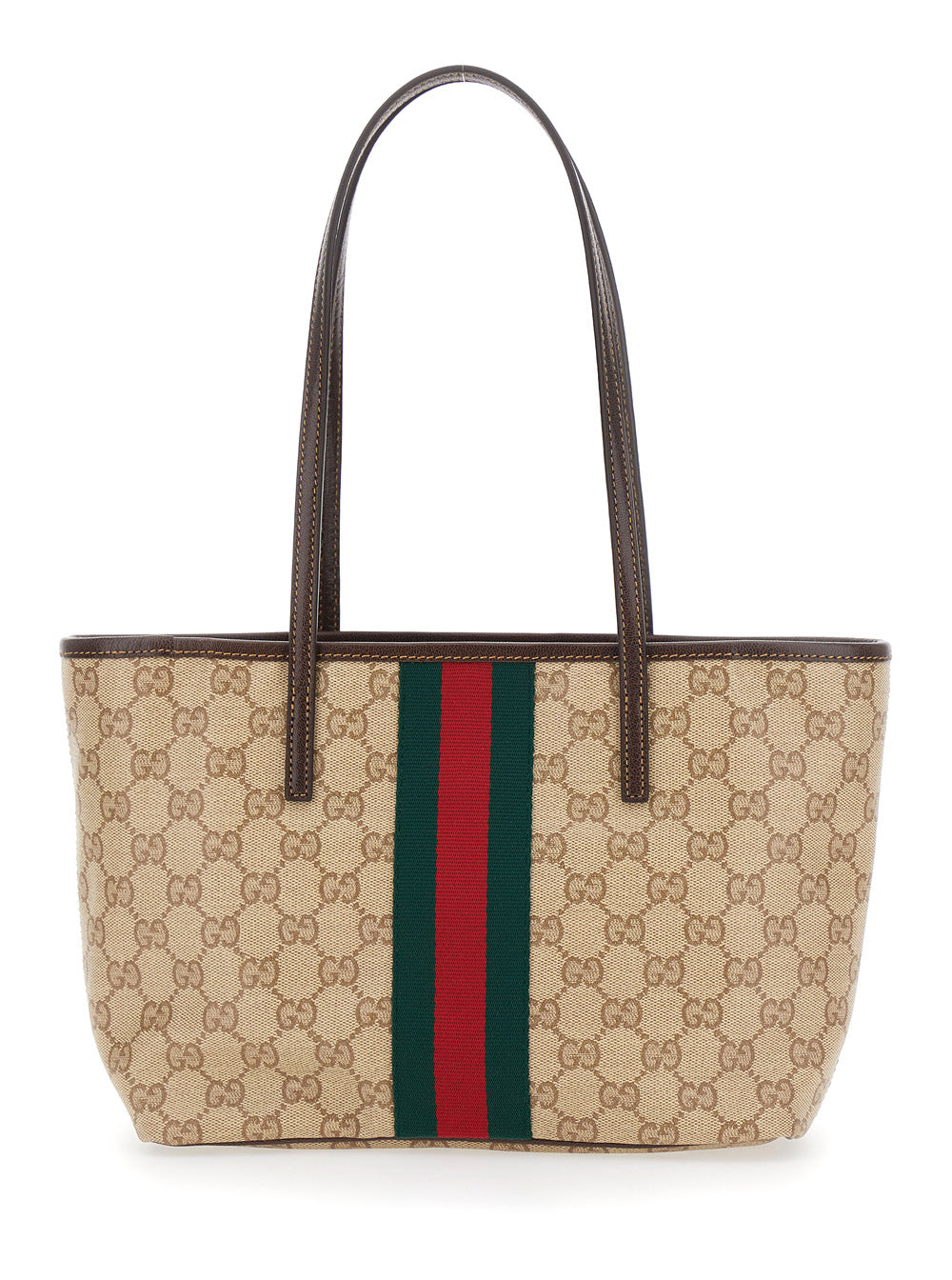 Gucci Women 'Essence' Beige Tote Bag With Two Top Handles And Automatic Button Closure In Gg Canvas For Women