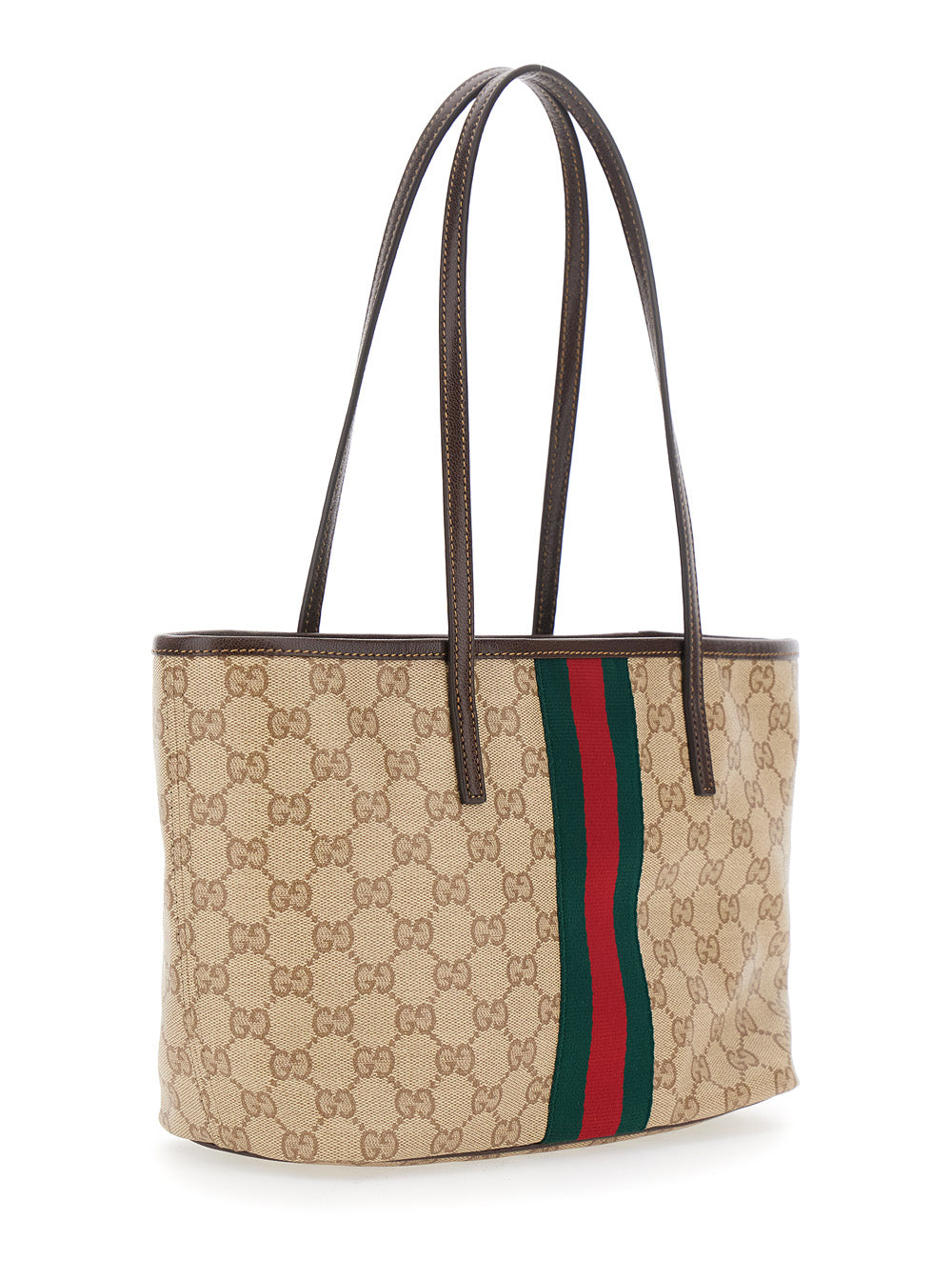 Gucci Women 'Essence' Beige Tote Bag With Two Top Handles And Automatic Button Closure In Gg Canvas For Women