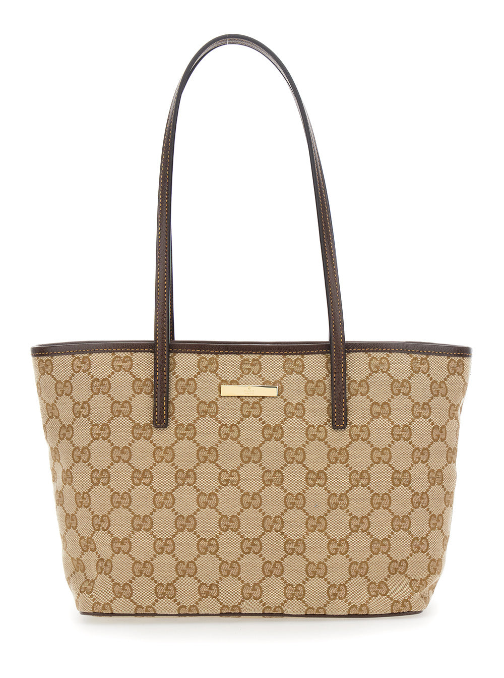 Gucci Women 'Essence' Beige Tote Bag With Two Top Handles And Automatic Button Closure In Gg Canvas For Women