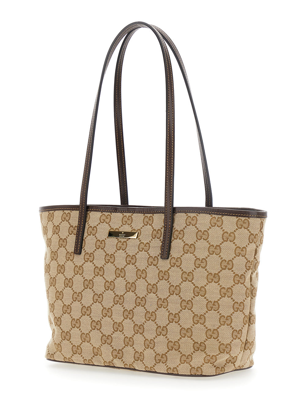 Gucci Women 'Essence' Beige Tote Bag With Two Top Handles And Automatic Button Closure In Gg Canvas For Women