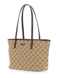 Gucci Women 'Essence' Beige Tote Bag With Two Top Handles And Automatic Button Closure In Gg Canvas For Women