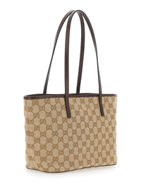 Gucci Women 'Essence' Beige Tote Bag With Two Top Handles And Automatic Button Closure In Gg Canvas For Women