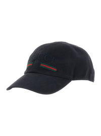 Gucci Men 'Gucci Fake' Black Hat With Embroidered Logo On The Front In Cotton For Men