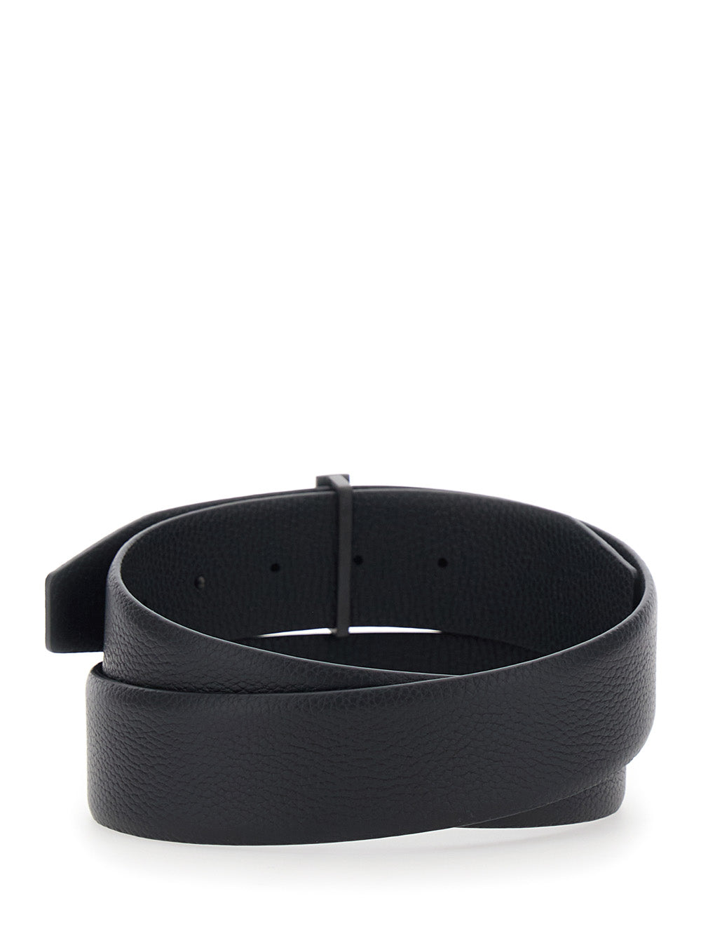 Tom Ford Men 'Icon T' Black Belt With T-Shaped Buckle In Grained Leather For Men