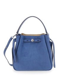 TORY BURCH Tory Burch Women 'Romy' Blue Handbag With Adjustable And Removable Shoulder Strap And Strap With Logo Plate On The Front In Leather For Women