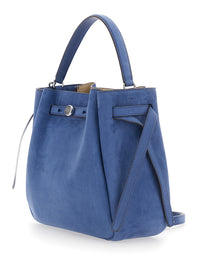TORY BURCH Tory Burch Women 'Romy' Blue Handbag With Adjustable And Removable Shoulder Strap And Strap With Logo Plate On The Front In Leather For Women