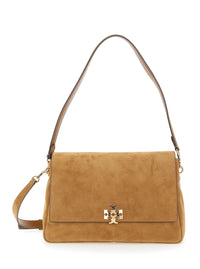 TORY BURCH Tory Burch Women 'Charlie' Brown Medium Crossbody Bag With Adjustable And Removable Strap And T Plaque On The Front In Suede For Women