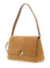 TORY BURCH Tory Burch Women 'Charlie' Brown Medium Crossbody Bag With Adjustable And Removable Strap And T Plaque On The Front In Suede For Women