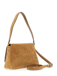 TORY BURCH Tory Burch Women 'Charlie' Brown Medium Crossbody Bag With Adjustable And Removable Strap And T Plaque On The Front In Suede For Women