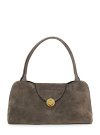 Versace Women 'Vivian East West' Brown Shoulder Bag With Clasp Closure And Medusa Plaque In Suede For Women
