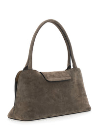 Versace Women 'Vivian East West' Brown Shoulder Bag With Clasp Closure And Medusa Plaque In Suede For Women