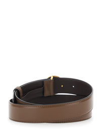 Versace Men Brown Belt With Medusa Metal Buckle In Leather For Men