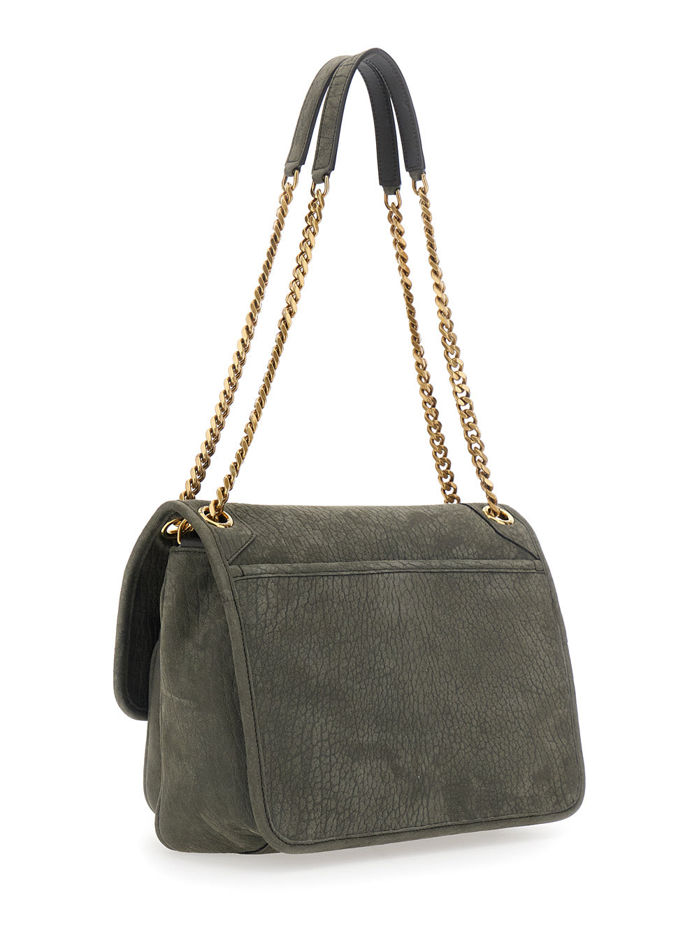 SAINT LAURENT Saint Laurent Women 'Niki' Gray Shoulder Bag With Cassandre Plaque On The Front And Two Handles With Chain In Leather For Women