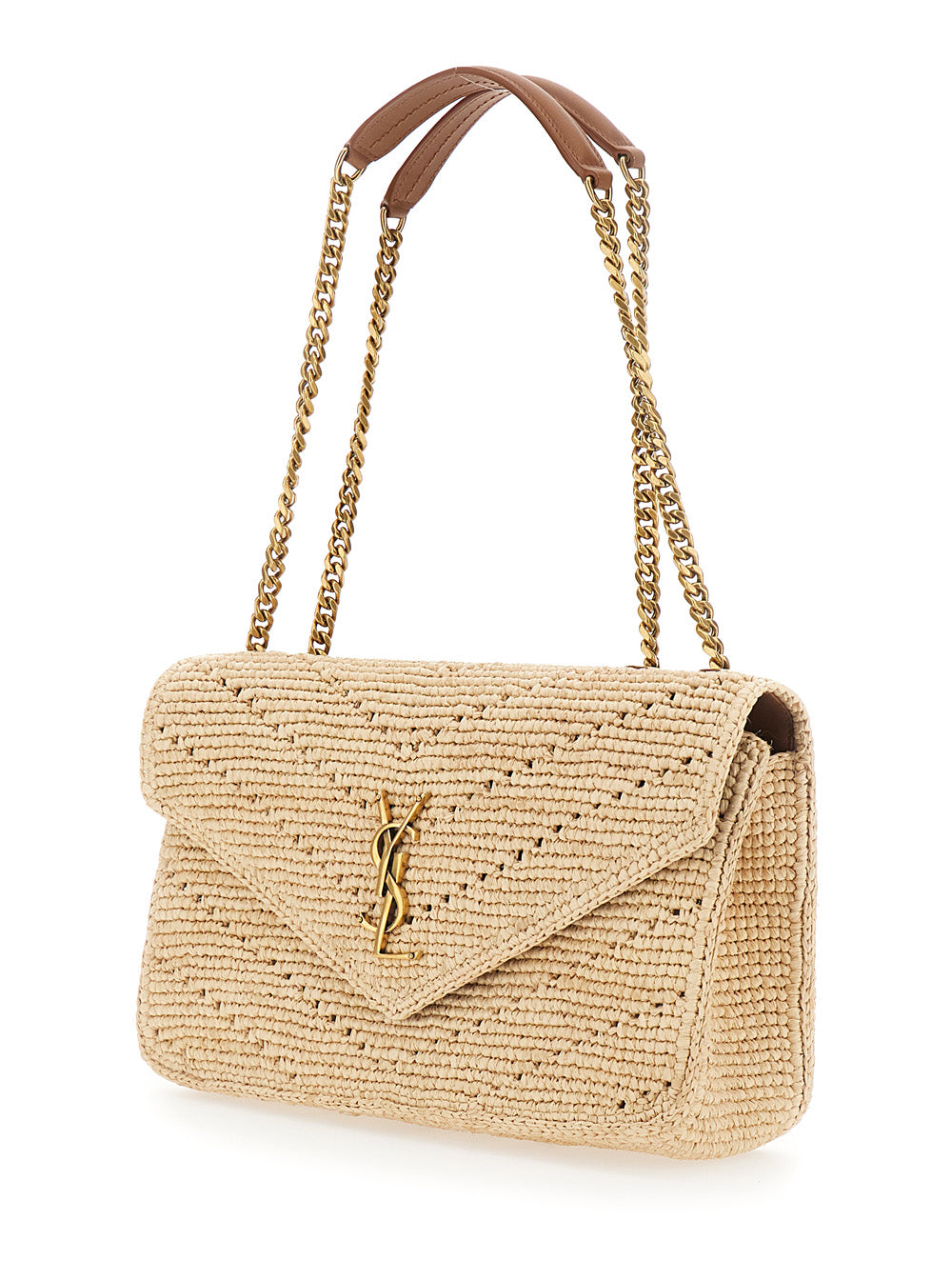 SAINT LAURENT Saint Laurent Women 'Loulou' Beige Shoulder Bag With Cassandre Plaque On The Front In Raffia For Women