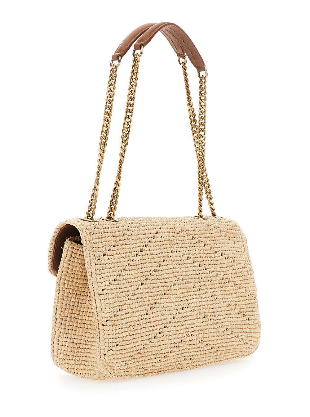 SAINT LAURENT Saint Laurent Women 'Loulou' Beige Shoulder Bag With Cassandre Plaque On The Front In Raffia For Women