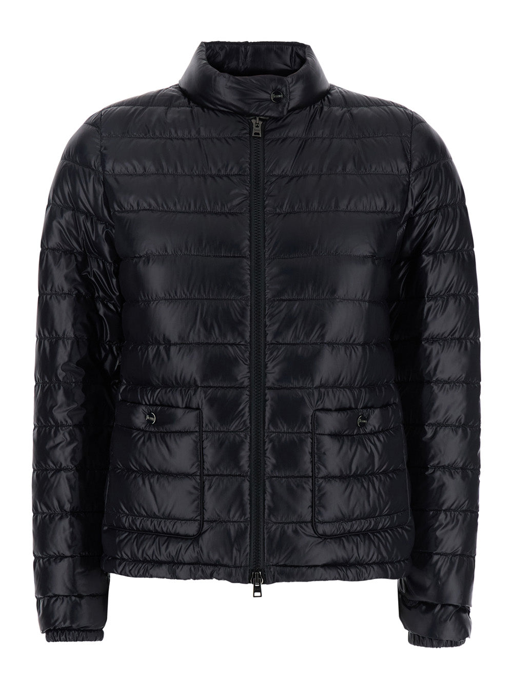 Herno Women Down Jacket With Stand-Up Collar And Front Pockets In Tech Fabric Black Women